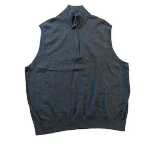 Polo Ralph Lauren Men’s XL Gray Sleeveless Quarter Zip Sweater Vest Pima‎ Cotton